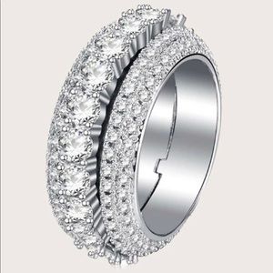 Rhinestone Engraved Ring. Size 7.